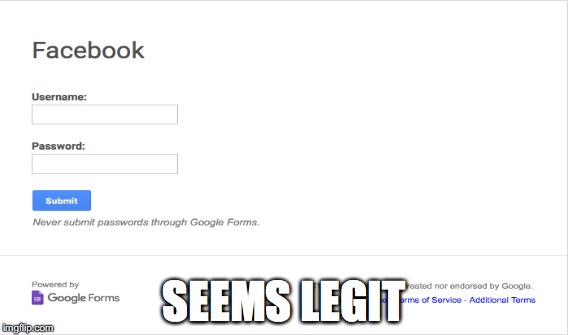 Facebook Login Seems Legit | SEEMS LEGIT | image tagged in facebook,login,seems legit | made w/ Imgflip meme maker