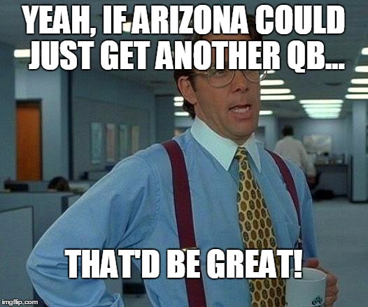 That Would Be Great Meme | YEAH, IF ARIZONA COULD JUST GET ANOTHER QB... THAT'D BE GREAT! | image tagged in memes,that would be great | made w/ Imgflip meme maker