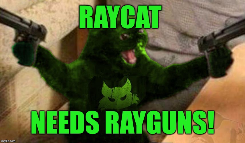 RayCat Angry | RAYCAT NEEDS RAYGUNS! | image tagged in raycat angry | made w/ Imgflip meme maker