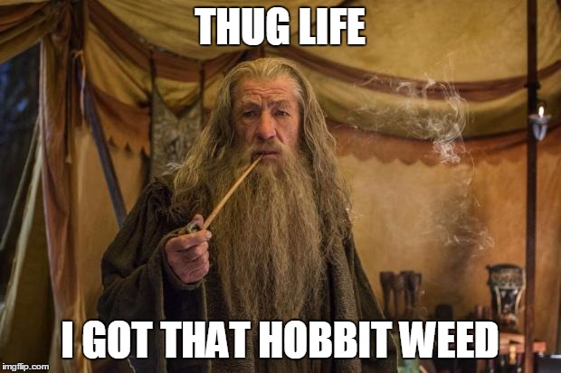 Weed gandalf | THUG LIFE; I GOT THAT HOBBIT WEED | image tagged in weed gandalf | made w/ Imgflip meme maker