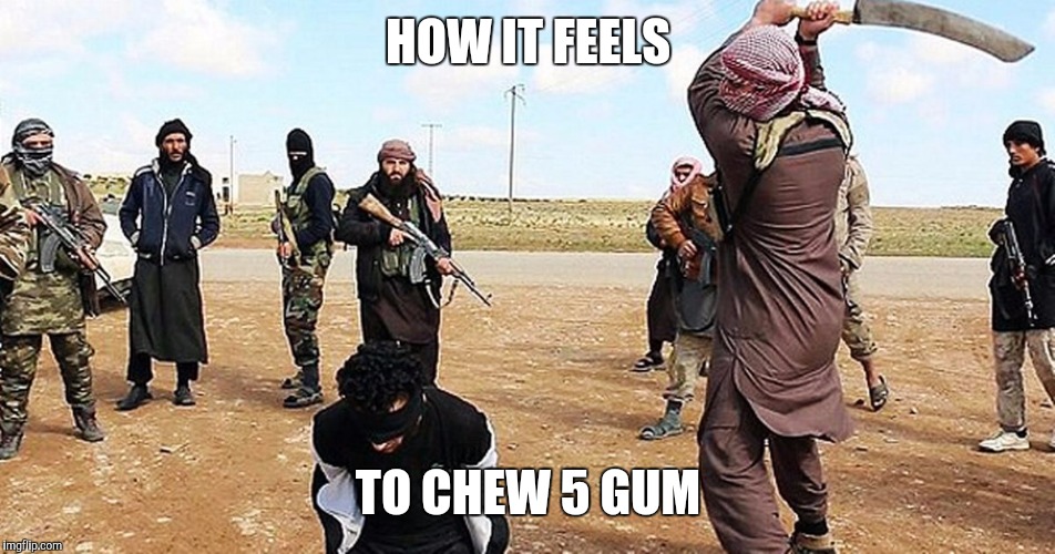 ISIS Beheading | HOW IT FEELS; TO CHEW 5 GUM | image tagged in isis beheading | made w/ Imgflip meme maker