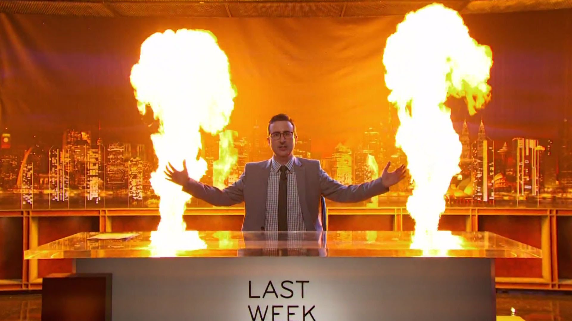 High Quality John Oliver Flames Blank Meme Template