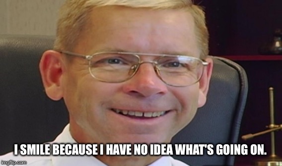 I SMILE BECAUSE I HAVE NO IDEA WHAT'S GOING ON. | image tagged in len kachinsky,creepy smile | made w/ Imgflip meme maker