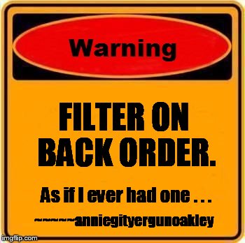 Too tired, too old | FILTER ON BACK ORDER. As if I ever had one . . . ~~~~~anniegityergunoakley | image tagged in memes,warning sign,words to the wise | made w/ Imgflip meme maker