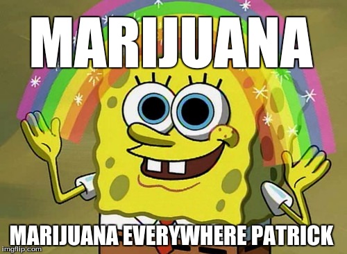 Imagination Spongebob | MARIJUANA; MARIJUANA EVERYWHERE PATRICK | image tagged in memes,imagination spongebob | made w/ Imgflip meme maker