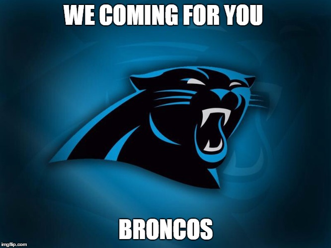 Panthers | WE COMING FOR YOU; BRONCOS | image tagged in panthers | made w/ Imgflip meme maker