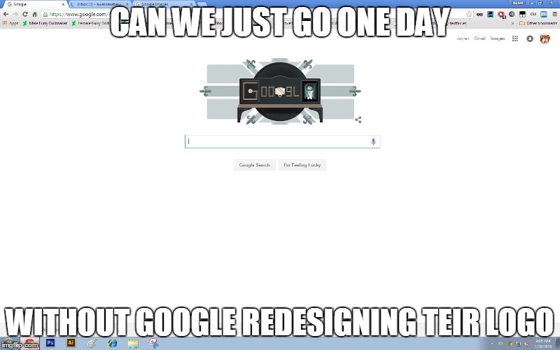 Who even CLICKS on that doodle?! | CAN WE JUST GO ONE DAY; WITHOUT GOOGLE REDESIGNING TEIR LOGO | image tagged in google,logo,redesign | made w/ Imgflip meme maker