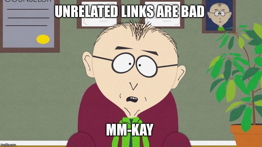 MMM KAY | UNRELATED LINKS ARE BAD MM-KAY | image tagged in mmm kay | made w/ Imgflip meme maker
