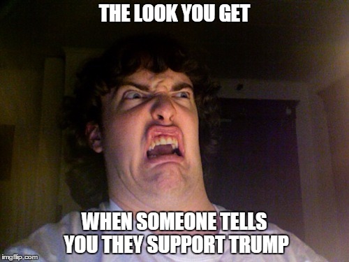 Oh No Meme |  THE LOOK YOU GET; WHEN SOMEONE TELLS YOU THEY SUPPORT TRUMP | image tagged in memes,oh no | made w/ Imgflip meme maker