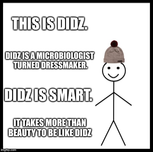 Be Like Bill | THIS IS DIDZ. DIDZ IS A MICROBIOLOGIST TURNED DRESSMAKER. DIDZ IS SMART. IT TAKES MORE THAN BEAUTY TO BE LIKE DIDZ | image tagged in memes,be like bill | made w/ Imgflip meme maker