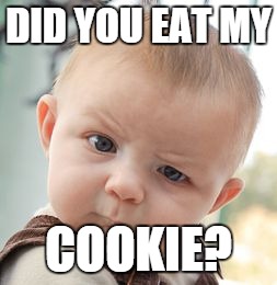 Skeptical Baby Meme | DID YOU EAT MY; COOKIE? | image tagged in memes,skeptical baby | made w/ Imgflip meme maker