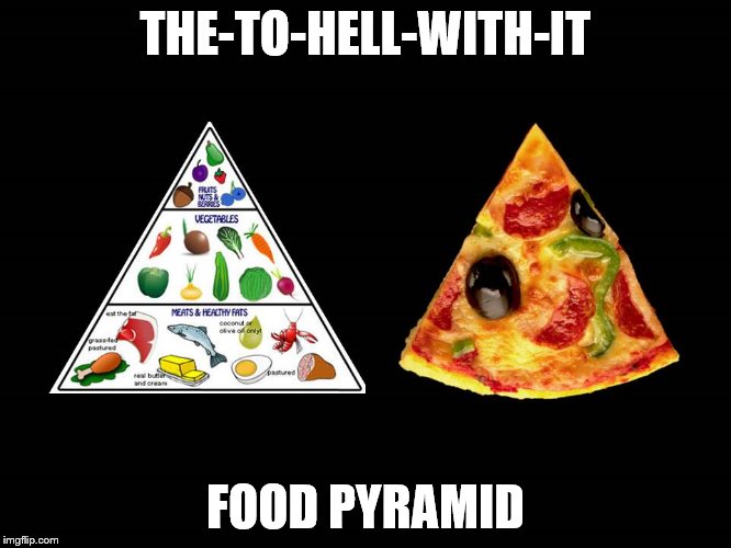 Forget that dumb New Year's resolution to 'eat healthy' | THE-TO-HELL-WITH-IT; FOOD PYRAMID | image tagged in memes,food,dieting | made w/ Imgflip meme maker