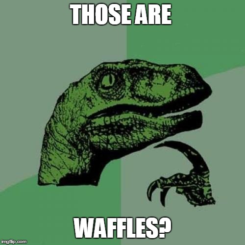 Philosoraptor Meme | THOSE ARE WAFFLES? | image tagged in memes,philosoraptor | made w/ Imgflip meme maker