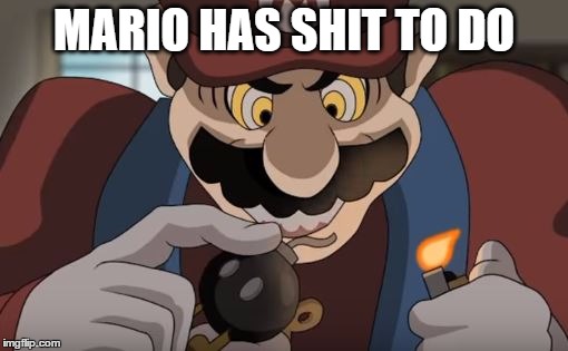 Mario | MARIO HAS SHIT TO DO | image tagged in bomb | made w/ Imgflip meme maker