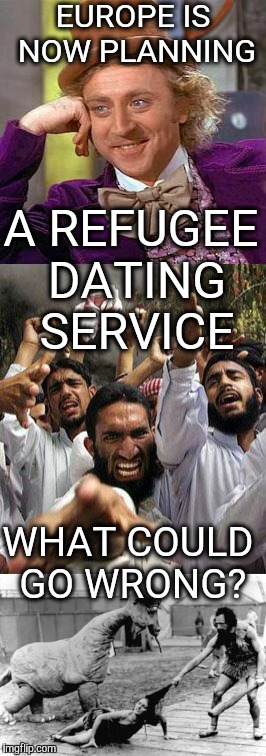 Many reports of sex attacks in Europe by migrants.  The 'Refugee Dating Service' is probably ill-advised. | EUROPE IS NOW PLANNING; A REFUGEE DATING SERVICE; WHAT COULD GO WRONG? | image tagged in europe band | made w/ Imgflip meme maker