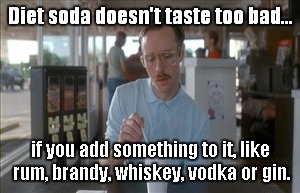 So I Guess You Can Say Things Are Getting Pretty Serious | Diet soda doesn't taste too bad... if you add something to it, like rum, brandy, whiskey, vodka or gin. | image tagged in memes,so i guess you can say things are getting pretty serious | made w/ Imgflip meme maker
