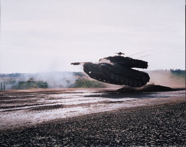 Leopard 2 tank jump Blank Meme Template