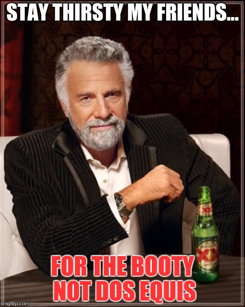The Most Interesting Man In The World | STAY THIRSTY MY FRIENDS... FOR THE BOOTY NOT DOS EQUIS | image tagged in memes | made w/ Imgflip meme maker