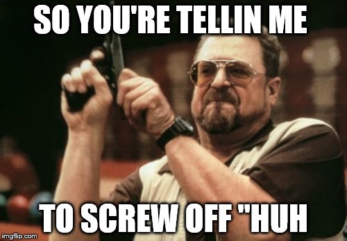 Am I The Only One Around Here | SO YOU'RE TELLIN ME; TO SCREW OFF "HUH | image tagged in memes,am i the only one around here | made w/ Imgflip meme maker