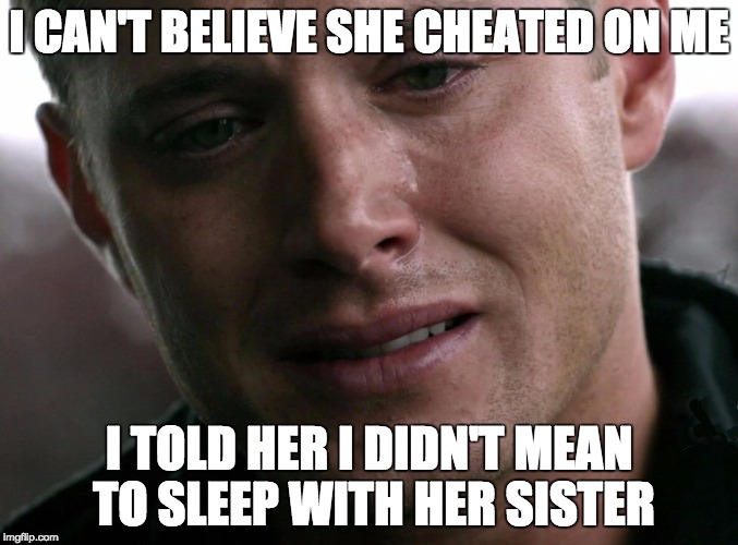 She Cheated  | I CAN'T BELIEVE SHE CHEATED ON ME; I TOLD HER I DIDN'T MEAN TO SLEEP WITH HER SISTER | image tagged in cheaters | made w/ Imgflip meme maker