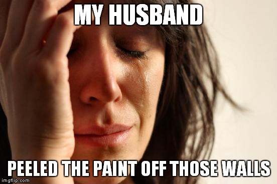 First World Problems Meme | MY HUSBAND PEELED THE PAINT OFF THOSE WALLS | image tagged in memes,first world problems | made w/ Imgflip meme maker