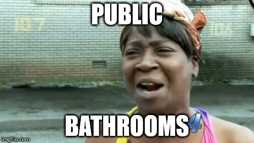 Ain't Nobody Got Time For That | PUBLIC; BATHROOMS | image tagged in memes,aint nobody got time for that | made w/ Imgflip meme maker