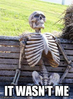 Waiting Skeleton Meme | IT WASN'T ME | image tagged in memes,waiting skeleton | made w/ Imgflip meme maker