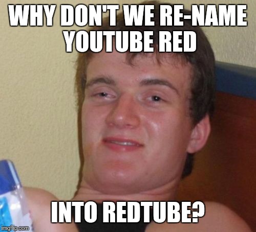 This only makes sense to those who heard about this youtube red thing | WHY DON'T WE RE-NAME YOUTUBE RED; INTO REDTUBE? | image tagged in memes,10 guy | made w/ Imgflip meme maker
