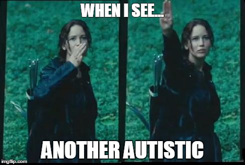 Katniss Respect | WHEN I SEE... ANOTHER AUTISTIC | image tagged in katniss respect | made w/ Imgflip meme maker