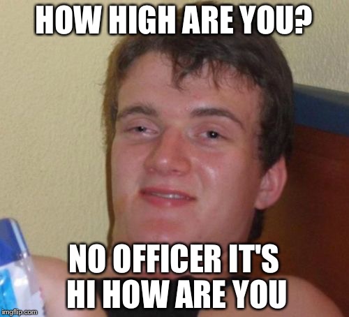 10 Guy Meme | HOW HIGH ARE YOU? NO OFFICER IT'S HI HOW ARE YOU | image tagged in memes,10 guy | made w/ Imgflip meme maker