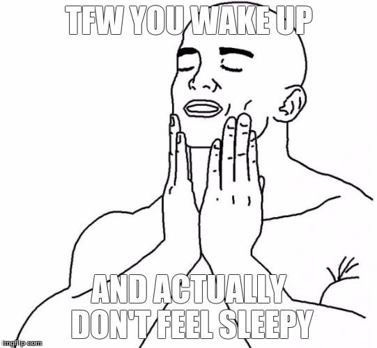 No coffee, no nothin' | TFW YOU WAKE UP; AND ACTUALLY DON'T FEEL SLEEPY | image tagged in feels good man,wake up,waking up,the feels,tfw,sleepy | made w/ Imgflip meme maker