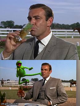 Back to the beginning.... | image tagged in kermit vs connery,meme war | made w/ Imgflip meme maker
