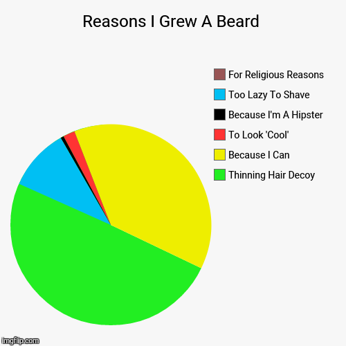 Why I Beard | image tagged in funny,pie charts,reasons,grew,beard,decoy | made w/ Imgflip chart maker