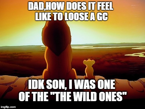 Lion King | DAD,HOW DOES IT FEEL LIKE TO LOOSE A GC; IDK SON, I WAS ONE OF THE "THE WILD ONES" | image tagged in memes,lion king | made w/ Imgflip meme maker