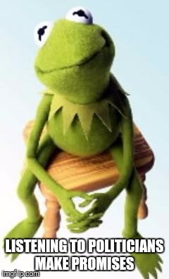 Concerned Kermit | LISTENING TO POLITICIANS MAKE PROMISES | image tagged in concerned kermit,politics,funny memes,politicians | made w/ Imgflip meme maker