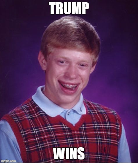 Bad Luck Brian Meme | TRUMP WINS | image tagged in memes,bad luck brian | made w/ Imgflip meme maker