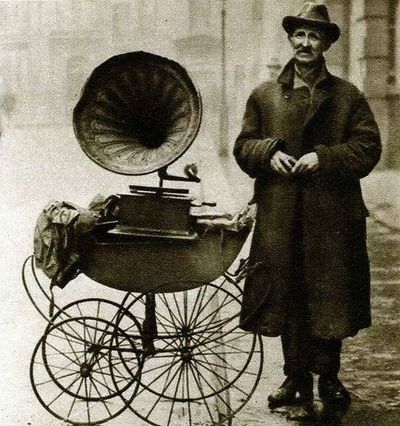 1920's street gramophone player Blank Meme Template