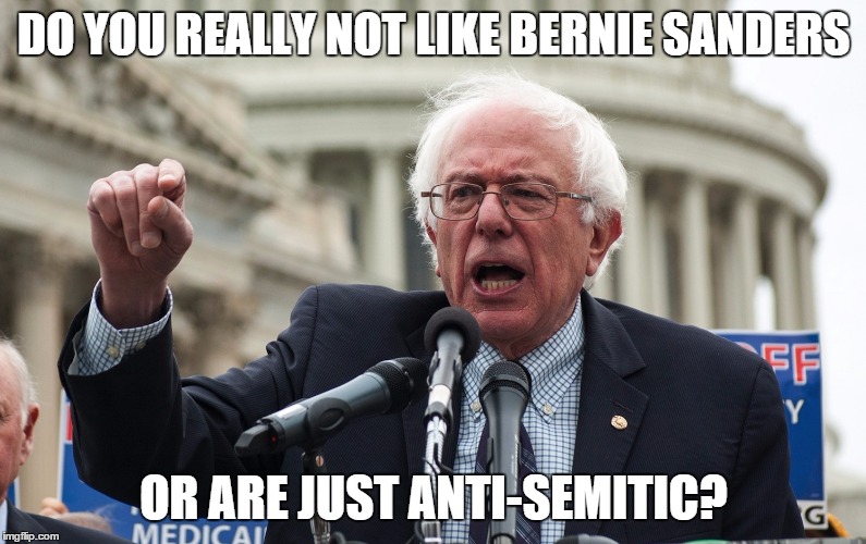Bernie Sanders | DO YOU REALLY NOT LIKE BERNIE SANDERS; OR ARE JUST ANTI-SEMITIC? | image tagged in bernie sanders | made w/ Imgflip meme maker