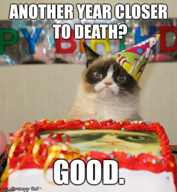 Grumpy Cat Birthday | GOOD. | image tagged in grumpy cat,birthday,death,happy birthday | made w/ Imgflip meme maker