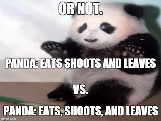 OR NOT. PANDA: EATS, SHOOTS, AND LEAVES PANDA: EATS SHOOTS AND LEAVES VS. | made w/ Imgflip meme maker