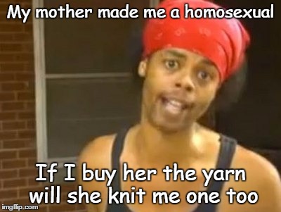 Hide your boyfriend |  My mother made me a homosexual; If I buy her the yarn will she knit me one too | image tagged in memes,hide yo kids hide yo wife | made w/ Imgflip meme maker