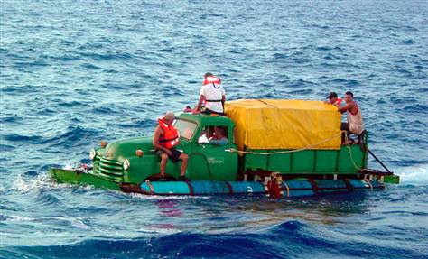 Floating Cuban truck Blank Meme Template