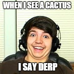 TBNRfrags Meme | WHEN I SEE A CACTUS; I SAY DERP | image tagged in funny,derpy | made w/ Imgflip meme maker