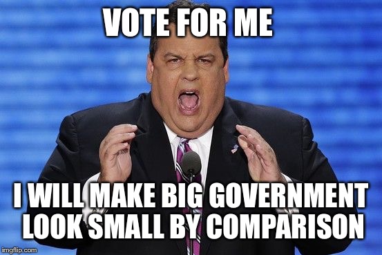 Bigger than Government | VOTE FOR ME; I WILL MAKE BIG GOVERNMENT LOOK SMALL BY COMPARISON | image tagged in chris christie fat,big,government | made w/ Imgflip meme maker