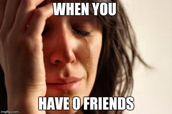 First World Problems | WHEN YOU; HAVE 0 FRIENDS | image tagged in memes,first world problems | made w/ Imgflip meme maker