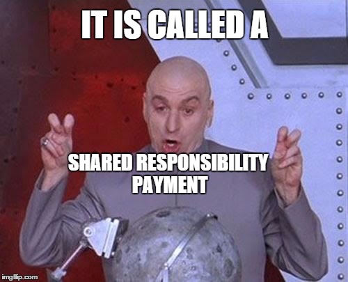 Dr Evil Laser Meme | IT IS CALLED A; SHARED RESPONSIBILITY PAYMENT | image tagged in memes,dr evil laser | made w/ Imgflip meme maker