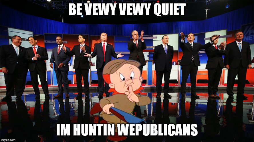 I'm not anti-republican, I just thought Elmer Fudd huntin them would be funny. | BE VEWY VEWY QUIET; IM HUNTIN WEPUBLICANS | made w/ Imgflip meme maker