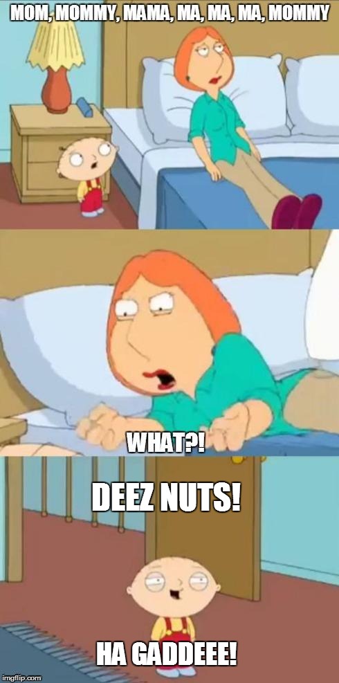 family guy mommy | DEEZ NUTS! HA GADDEEE! | image tagged in family guy mommy | made w/ Imgflip meme maker