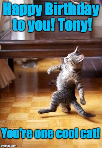 Cool Cat Stroll Meme | Happy Birthday to you! Tony! You're one cool cat! | image tagged in memes,cool cat stroll | made w/ Imgflip meme maker