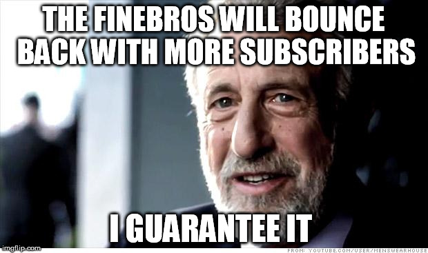 I Guarantee It | THE FINEBROS WILL BOUNCE  BACK WITH MORE SUBSCRIBERS; I GUARANTEE IT | image tagged in memes,i guarantee it | made w/ Imgflip meme maker